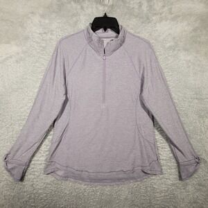 Apana Womens Purple Long Sleeve 1/4 Zip Pullover Athletic Top Size L